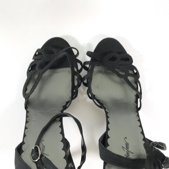 💕SALE Jacqueline Ferrar Black Satin Heels 8.5 - Picture 8 of 13